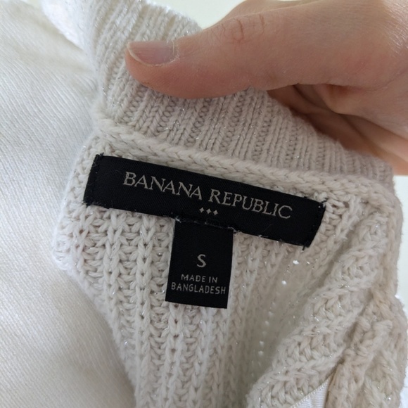 Banana Republic Factory Off White Silver Speckled Cardigan Size S - Picture 5 of 5